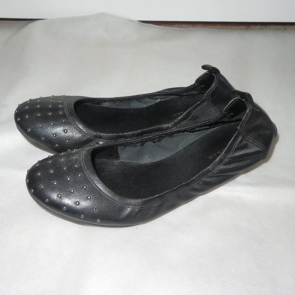 Cole Haan Studded Black Leather Ballerina Flats - Picture 10 of 11